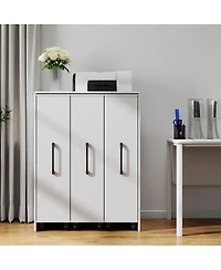 Streamdale Furniture Streamdale Bookcase with Three Pulled Out Doors, 3 Tier Floor Standing, Slide Out Storage Cabinet