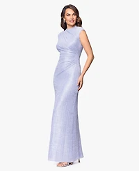 Betsy & Adam Petite Ruched Metallic Crinkle Gown