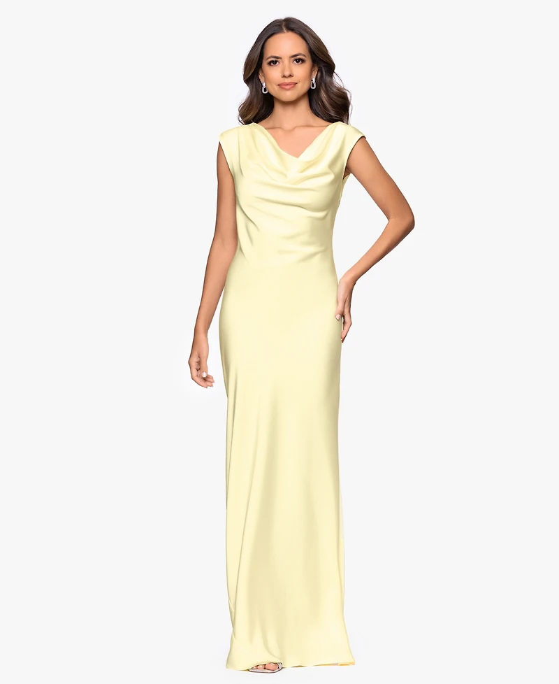 Betsy & Adam Petite Cowl Neck Gown
