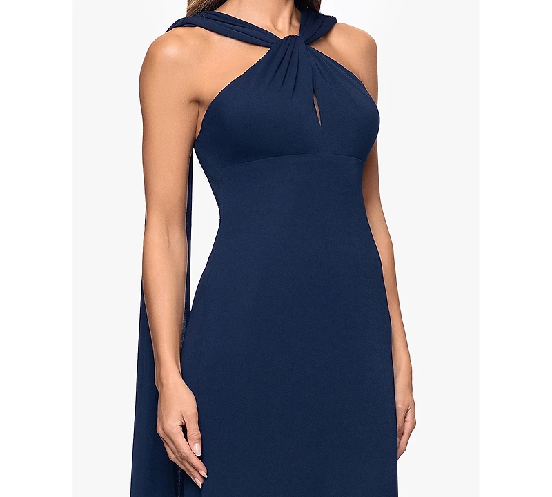 Xscape Women's Halter Neck Scarf Ball Gown