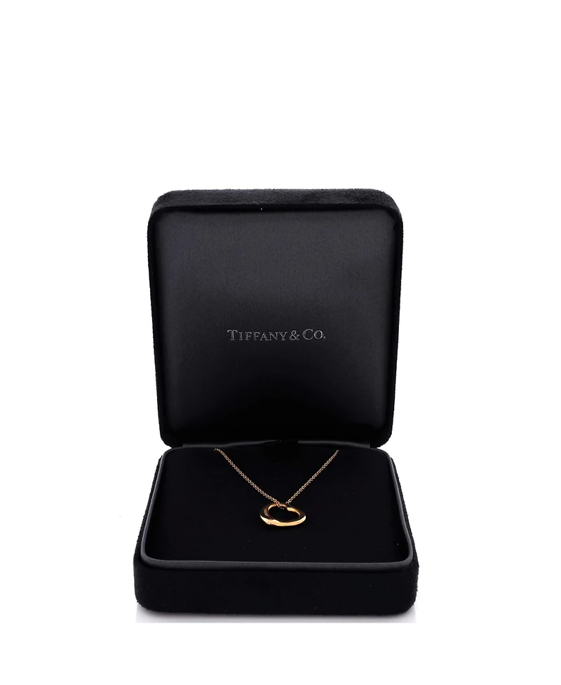 Pre-Owned Tiffany & Co Elsa Peretti Open Heart 5 Diamonds Pendant Necklace