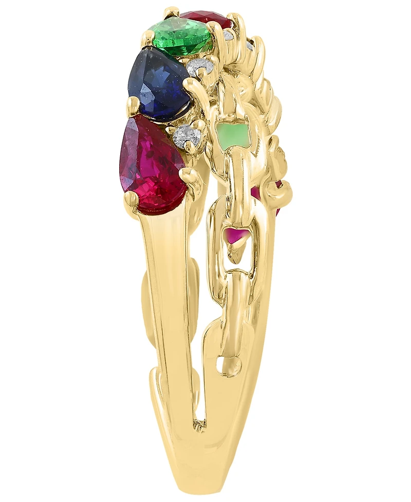 Effy Collection Multi-Gemstone (1-5/8 ct. t.w.) & Diamond (1/20 ct. t.w.) Ring in 14k Yellow Gold