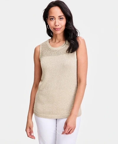 Jm Collection Women's Lurex Open-Work Tank Top, Macy's Exclusive