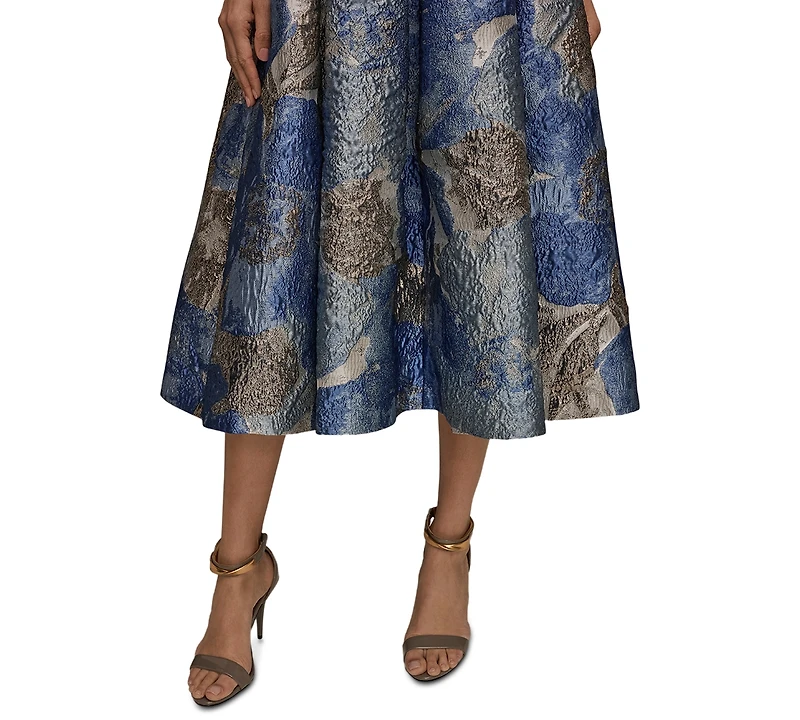 Donna Karan New York Women's Strapless Floral Midi Cocktail Dress