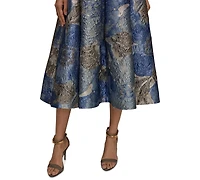 Donna Karan New York Women's Strapless Floral Midi Cocktail Dress