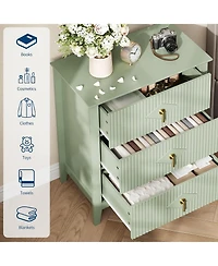 Gaomon Fluted 3-Drawer Dresser, 27.5" Wide Modern Chest for Bedroom Storage, Wood Organizer Cabinet