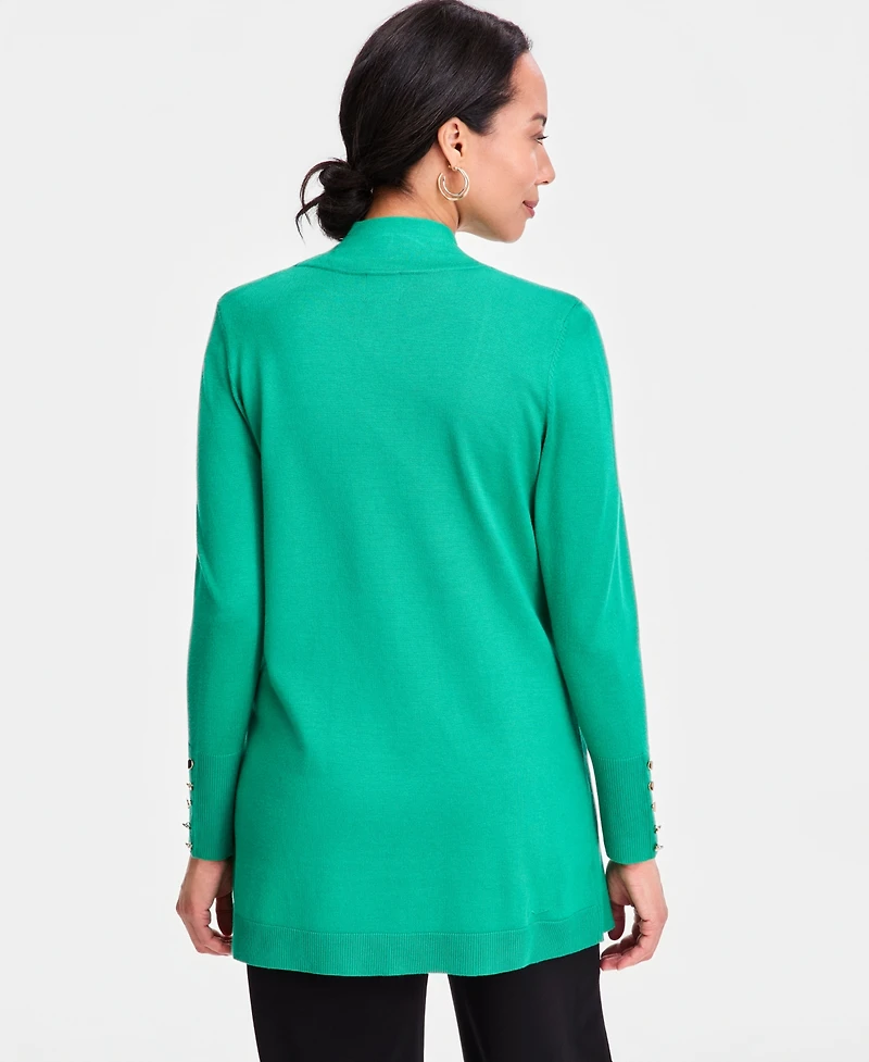 Jm Collection Women's Button-Sleeve Flyaway Cardigan Sweater