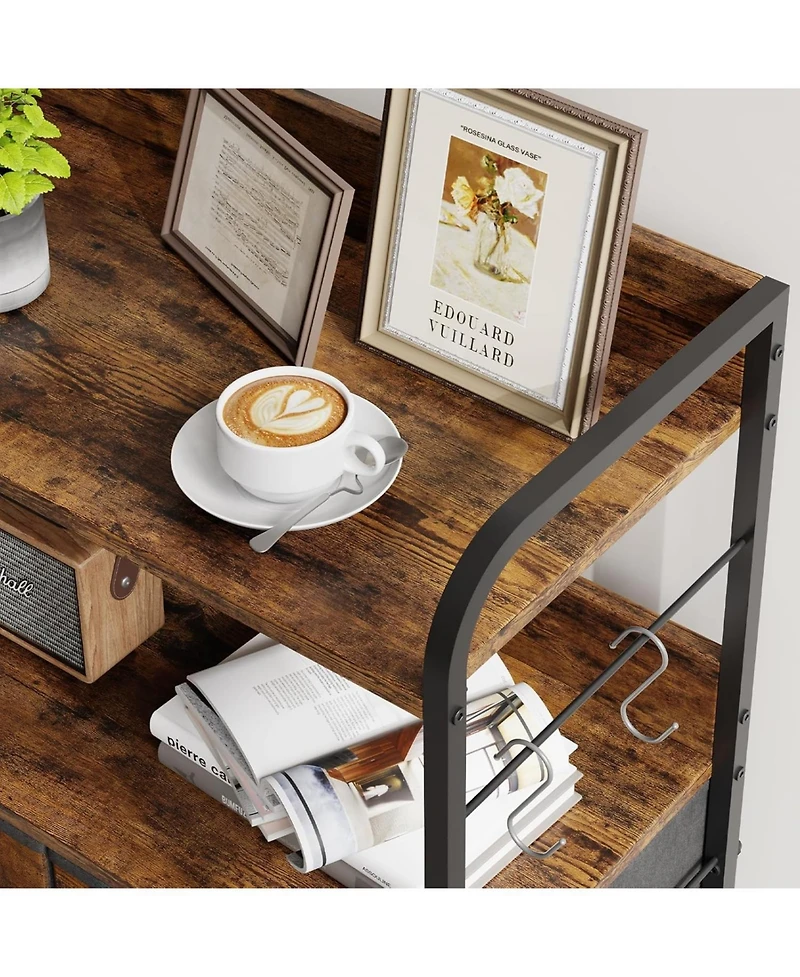 gaomon 5 Drawer Dresser, Tall Dresser for Bedroom, Storage Organizer with Fabric Bins, Wood Top, Sturdy Steel Frame, Easy Pull Handle, Hallway