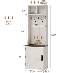 gaomon Farmhouse 3-in-1 Hall Tree w/Shoe Storage Bench & 6 Hooks, Entryway Furniture Mudroom Bench with Storage and Hooks