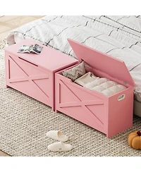 gaomon Storage Chest, Storage Bench with Safety Hinge, Farmhouse Style Wooden Trunk for Entryway, Bedroom, Living Room