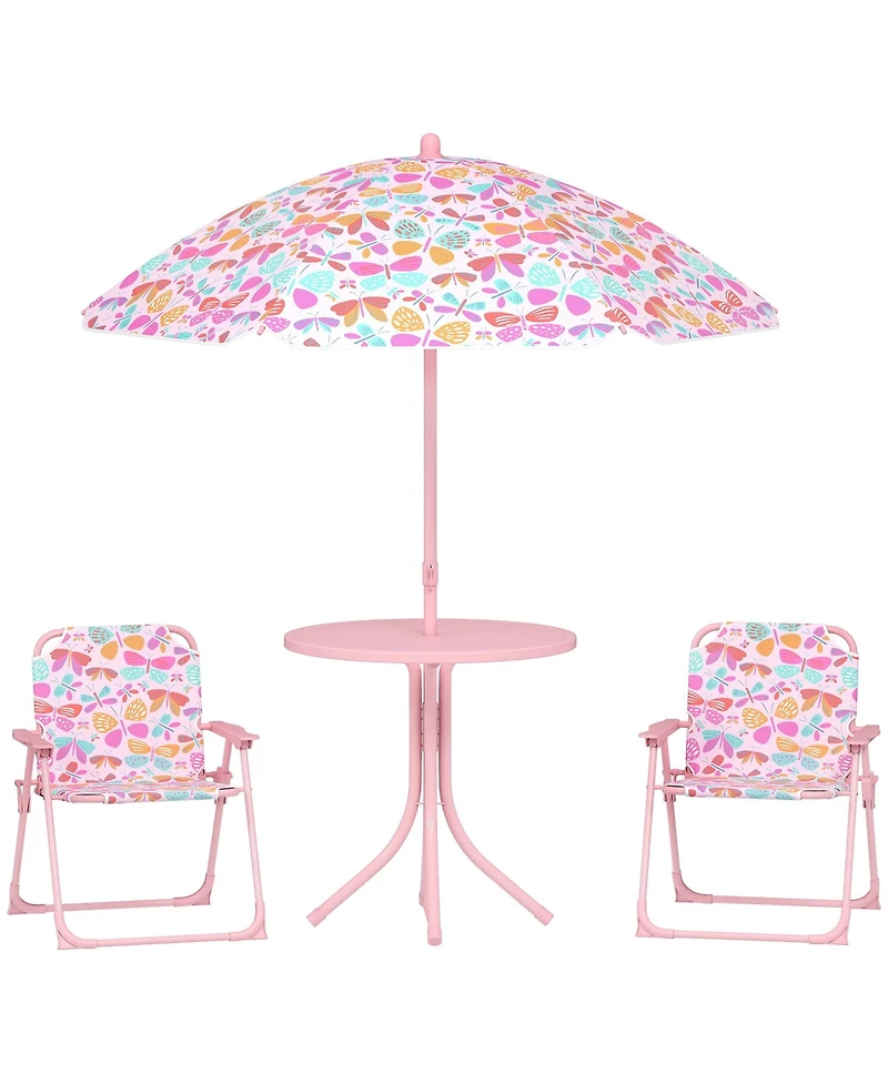 Qaba Kids Picnic Table and Chair Set, Outdoor Table with Foldable Chairs