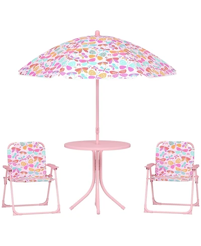 Qaba Kids Picnic Table and Chair Set, Outdoor Table with Foldable Chairs