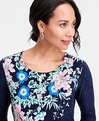 Jm Collection Petite Crewneck Pull-On Top, Macy's Exclusive