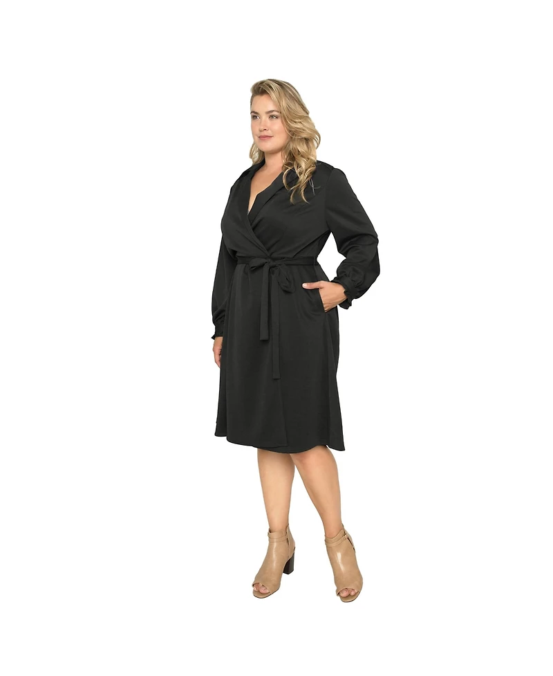 Standards & Practices Women's Lapel Collar Crepe Wrap Dress