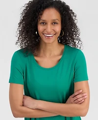 Jm Collection Women's Scoop-Neck Short Sleeve Top, Created for Macy's