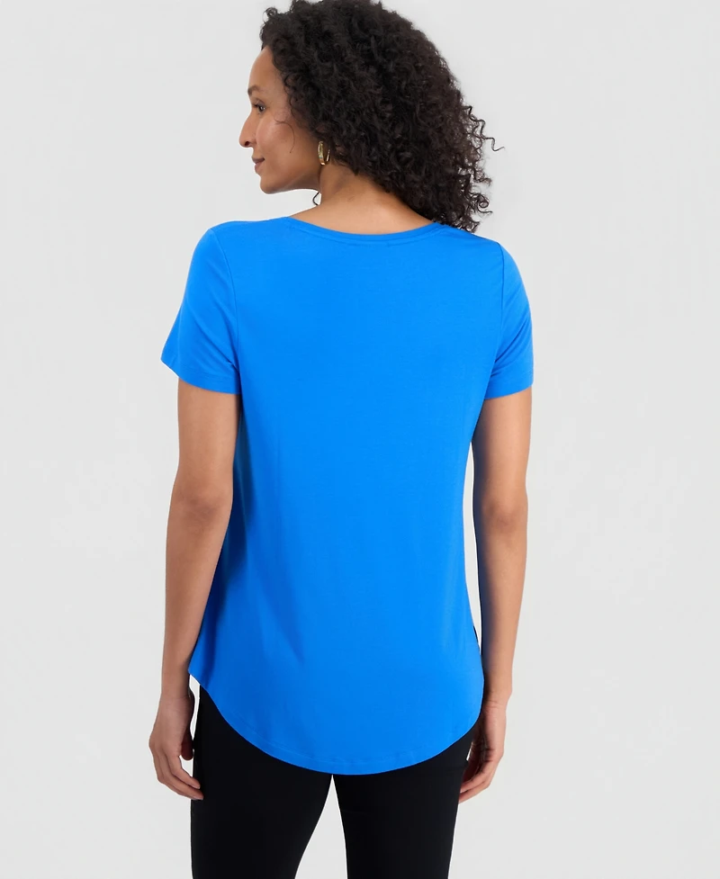 Jm Collection Women's Scoop-Neck Short Sleeve Top, Created for Macy's