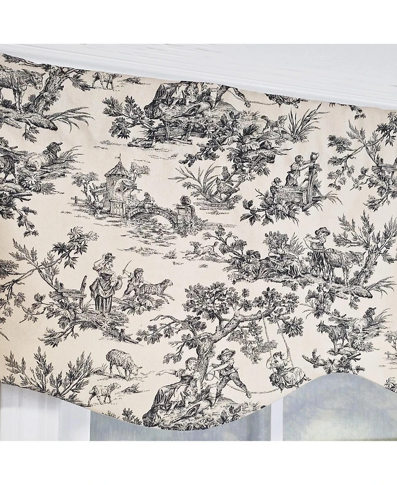 Rlf Home Tradition Provance 100% Cotton Rod Pocket Lined Window Valance 50" x 15" Black