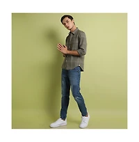 Campus Sutra Men's Olive Green Maxi Tartan Plaid Shirt