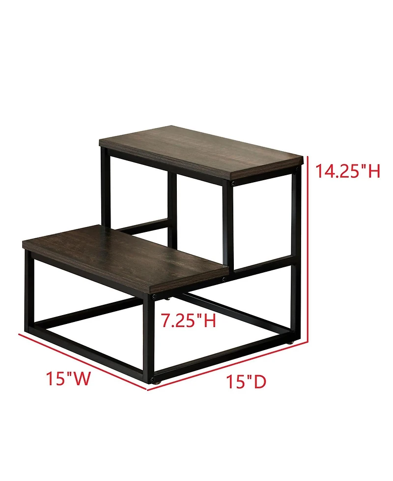Kings Brand Furniture Axel 2-Step Step Stool – Lightweight, Durable & Modern Design Wooden Steps Metal Frame, Compact Ladder for Adults
