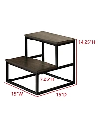 Kings Brand Furniture Axel 2-Step Step Stool – Lightweight, Durable & Modern Design Wooden Steps Metal Frame, Compact Ladder for Adults