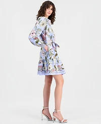 Anne Klein Women's Floral Print Blouson-Sleeve Shirtdress