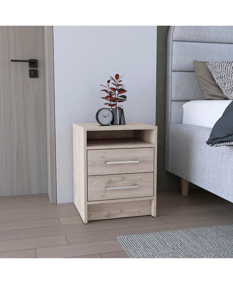 Streamdale Eter Nightstand, Superior Top, Two Drawers - Light Gray