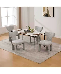 Streamdale Furniture Modern Chenille Dining Chairs Set of 4, Armless Curved Back Accent Chairs, White/Black