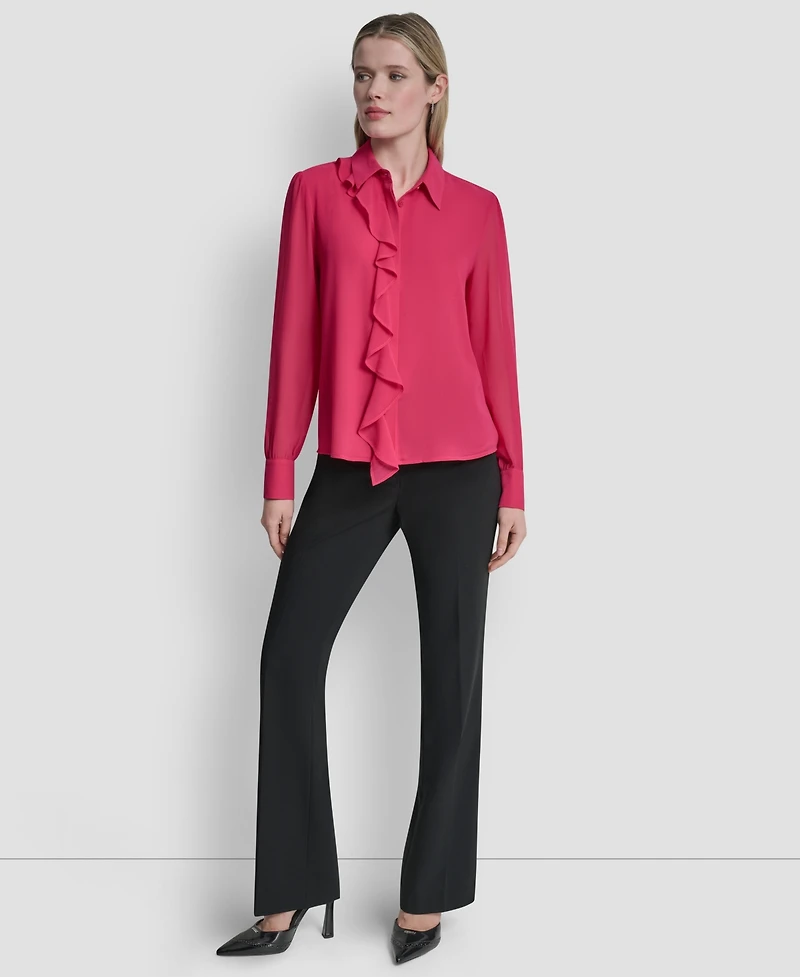 Dkny Women's Ruffled Long-Sleeve Shirt