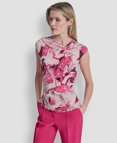 Dkny Women's Asymmetric Neck Cap-Sleeve Top