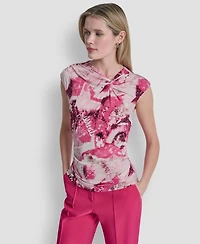 Dkny Women's Asymmetric Neck Cap-Sleeve Top