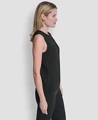 Dkny Women's Sleeveless Logo Printed Sweater