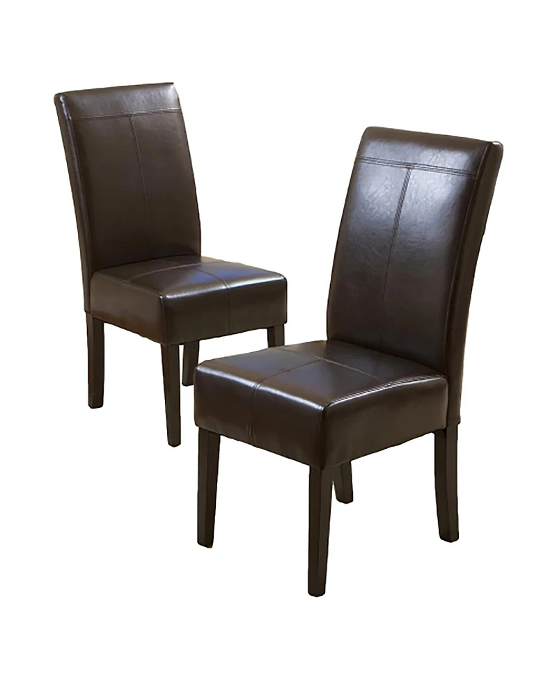 Streamdale Furniture Emilia Chocolate Brown Bonded Leather Dining Chairs - Set of 2