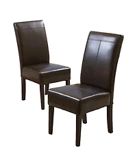 Streamdale Furniture Emilia Chocolate Brown Bonded Leather Dining Chairs - Set of 2