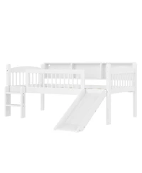 Streamdale Furniture Twin Xl Loft Bed with Storage, Solid Wood, Led Lights, Guardrails