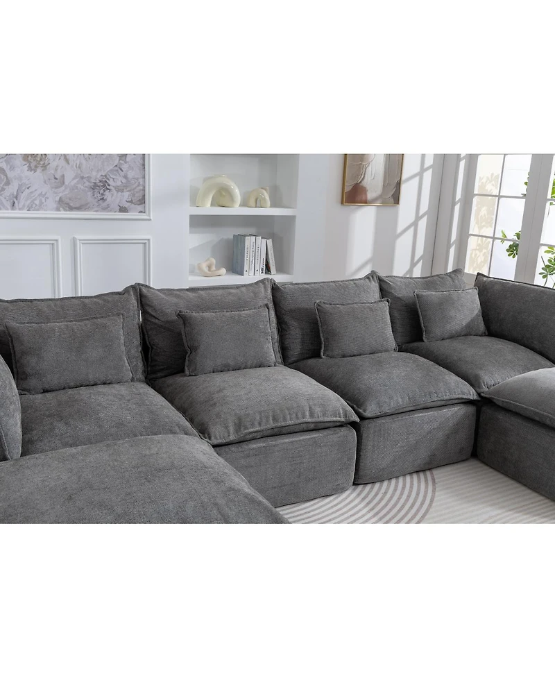 Streamdale Furniture Cloud Couch Oversized Modular Sectional Sofa, 4-Seat with 2 Ottomans
