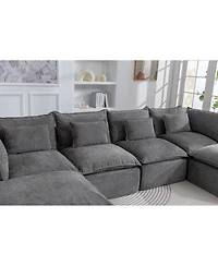Streamdale Furniture Cloud Couch Oversized Modular Sectional Sofa, 4-Seat with 2 Ottomans