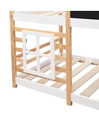 Streamdale Furniture Twin over Twin Bunk Bed House Bed with Storage Ladder Platform Bed