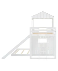 Streamdale Wooden Twin Over Full Bunk Bed with Playhouse, White