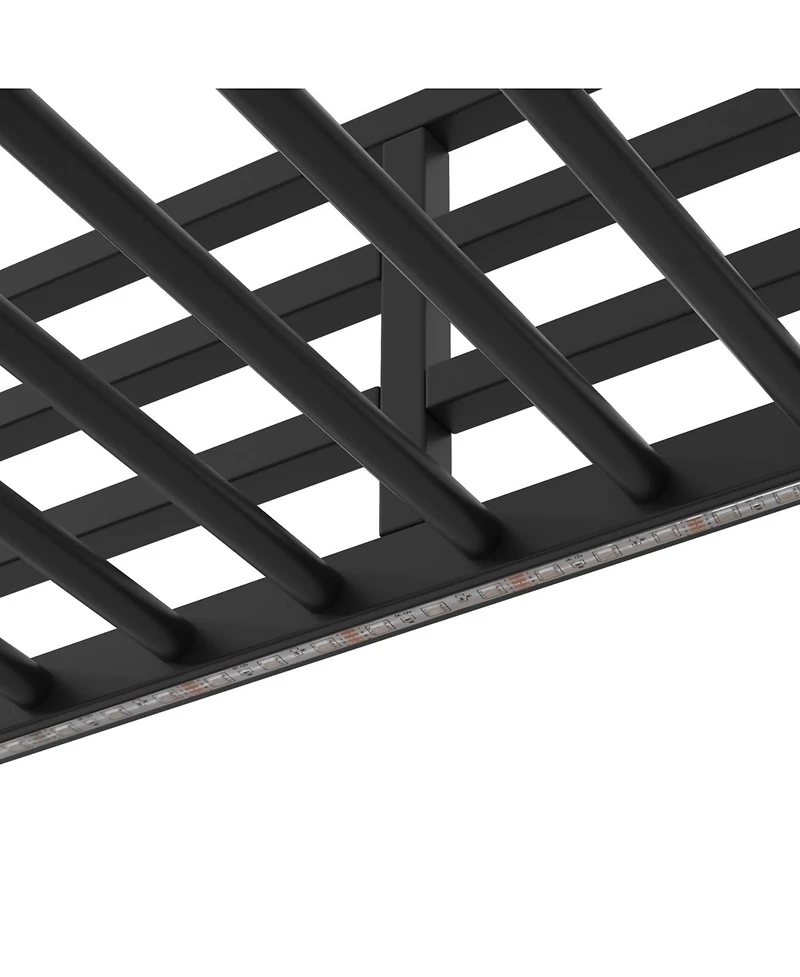 Streamdale Furniture Metal L-Shaped Loft Bed with Led, Storage, 2 Desks & Charging Stations