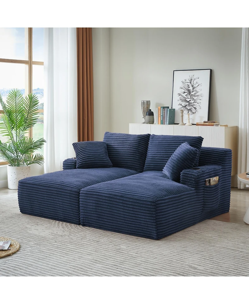 Streamdale Furniture Compressible Double Chaise Lounge Sleeper Loveseat