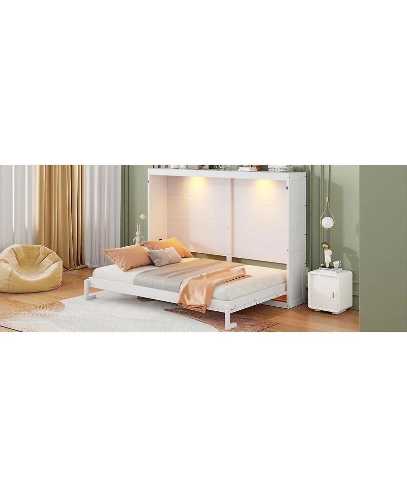 Streamdale Furniture Queen Murphy Bed Wall Modern design with Led Lights