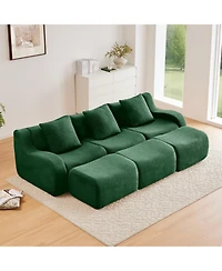 Streamdale Furniture Three-Seat Boneless Sofa, Teddy Fabric, No Assembly, Curved Armrest