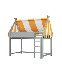 Streamdale Furniture Twin Loft Bed with Canopy, Led Lights & Book Shelf