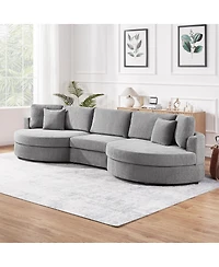 Streamdale furniture 3-seater 129" Curved Upholstered Sofa Couch, Dark Gray