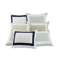 Ihi Home Linen Cotton Decorative Pillow Cover with Contrast Border, Mosaic White