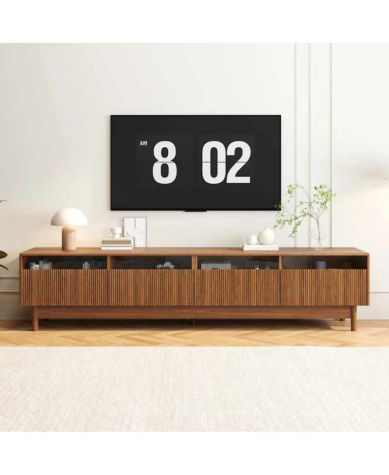 Streamdale 78" Tv Stand for Living Room - Modern Entertainment Center with Drawers & Glass