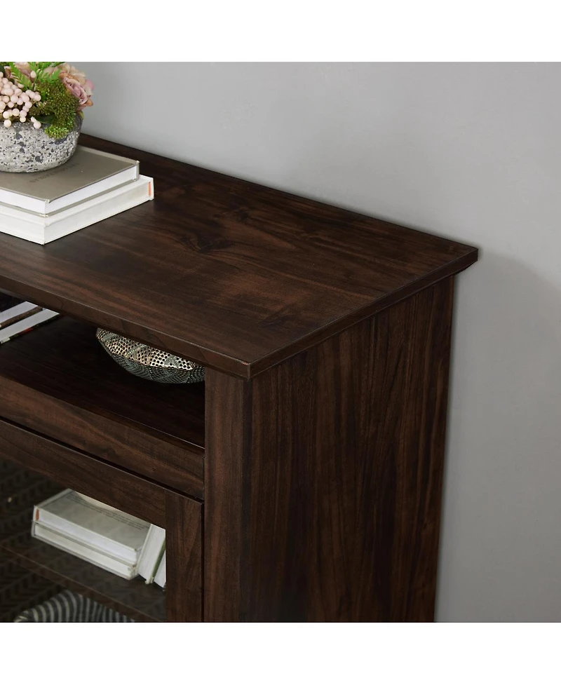 Streamdale Furniture Contemporary Media Stand with 18" Fireplace Insert, Brown, 60"W