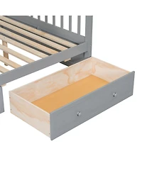 Streamdale Furniture Twin over Full Bunk Bed with Drawers, Convertible Beds, Gray
