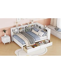 Streamdale Furniture Streamdale Wooden Full Size DayBed with 2 Drawers, Usb Ports, White