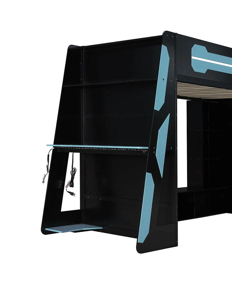 Streamdale Furniture Twin Wood Loft Bed with Desk